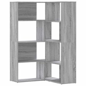 vidaXL 4-līmeņu grāmatu plaukts, pelēks,85x85x140cm, inženierijas koks