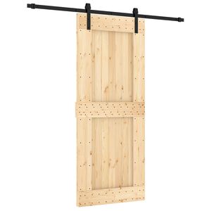 vidaXL Slīdo&scaron;ās durvis Dabiska un melna 85 x 210 cm Cieta priedes koks