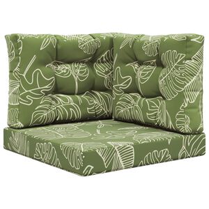 vidaXL Āra dīvāna spilvens 3 pcs Lapu dizains Poliesters