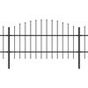 vidaXL dārza žogs ar &scaron;ķēpu galiem, tērauds, 1070x100 cm, melns