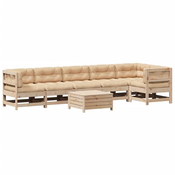 vidaXL 7-daļīgs dārza atpūtas mēbeļu komplekts ar pelēkiem matračiem