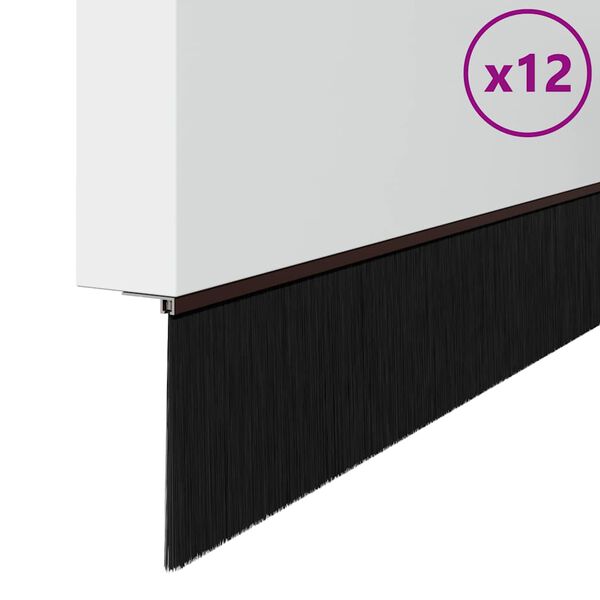 vidaXL Pa&scaron;līpojo&scaron;as durvju birstes 12 pcs Brūna 100 cm