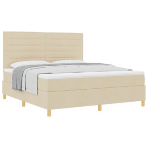 vidaXL Kastītes atsperu gulta ar matraci Krēmkrāsa 180 x 200 cm audums