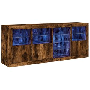 vidaXL kumode ar LED lampiņām, ozolkoka krāsa, 164x37x67 cm