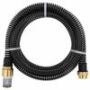 vidaXL sūk&scaron;anas &scaron;ļūtene ar misiņa savienotājiem, melna, 1,1", 5 m, PVC