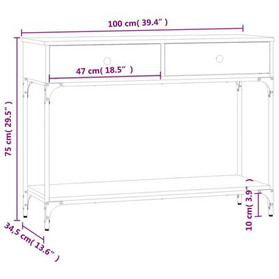 vidaXL konsoles galdiņš, koka krāsa, 100x34,5x75 cm, inženierijas koks