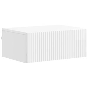vidaXL Sienā stiprināms nakts skapis Spīdīgi balts 49 x 34,5 x 20 cm