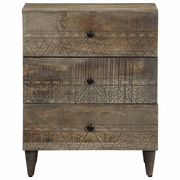 vidaXL naktsskapītis gai&scaron;i pelēks 50x33x60 cm masīvkoka mango