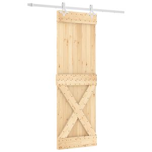 vidaXL Slīdo&scaron;ās durvis 70 x 210 cm Cieta priedes koks (neapstrādāts)