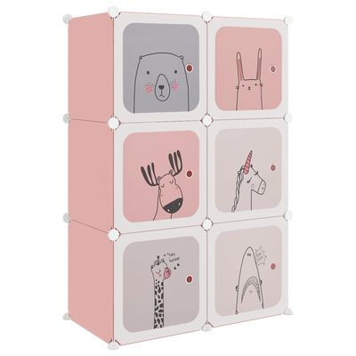 vidaXL skapītis bērniem, 6 kubveida nodalījumi, rozā, plastmasa
