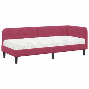 vidaXL Stūra gultas rāmis Vīna sarkans 80 x 200 cm Samts
