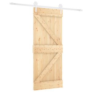 vidaXL Slīdo&scaron;ās durvis 80 x 210 cm Priedes masīvkoks Dabisks un balts
