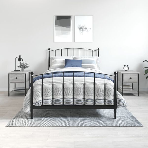 vidaXL naktsskapī&scaron;i, 2 gb., pelēcīgi, 34x35,5x45 cm, inženierijas koks