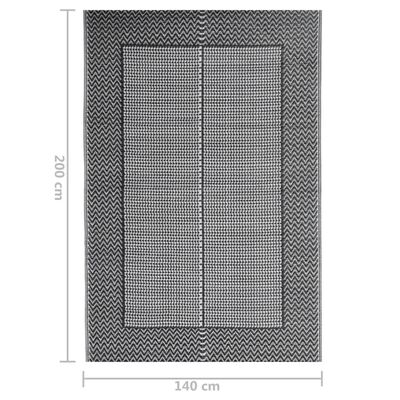 vidaXL āra paklājs, melns, 140x200 cm, PP