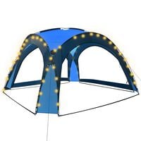 vidaXL svinību telts ar LED un 4 sānu sienām, 3,6x3,6x2,3 m, zila
