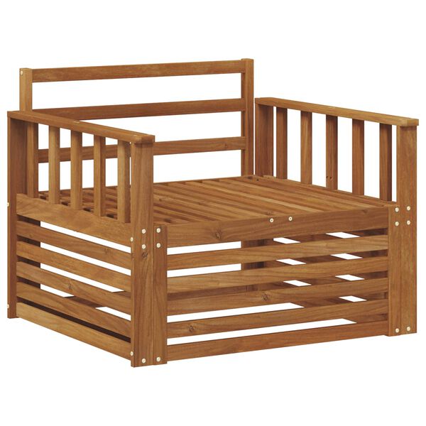 vidaXL 2 Gabals Dīvāns ar rokām Cietā akācijas koks Dabiska