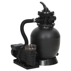 vidaXL baseina smil&scaron;u filtrs ar priek&scaron;filtru, melns