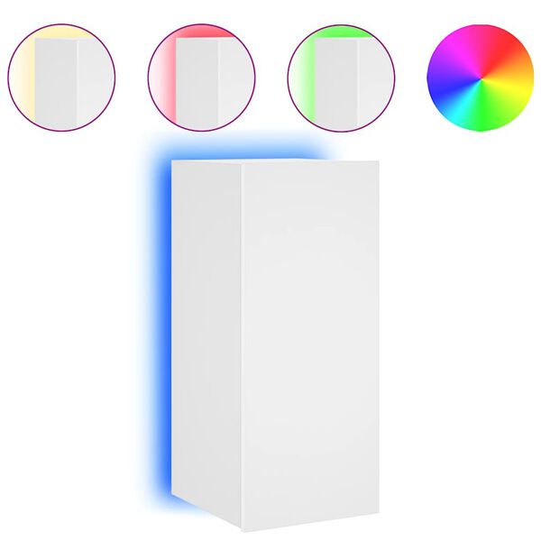 vidaXL TV galdiņ&scaron; ar LED lampiņām, balti, 30,5x35x70 cm