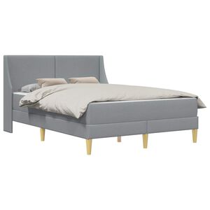 vidaXL Gultas rāmis ar matraci Gai&scaron;i pelēks 140 x 200 cm Poliesters