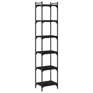 vidaXL grāmatu plaukts, 6 līmeņi, melns, 40x30x188 cm, koks