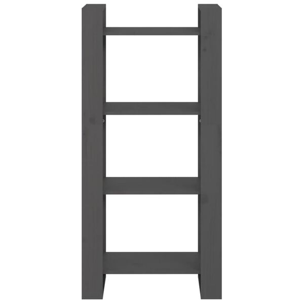 vidaXL grāmatu plaukts, pelēks, 60x35x125 cm, masīvkoks