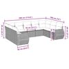 vidaXL 9-daļīgs dārza dīvāna komplekts,matrači, gai&scaron;i pelēka PE pinums