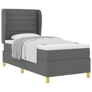 vidaXL Kastītes atsperu gulta Tum&scaron;i pelēks 200 x 80 cm audums