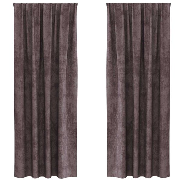 vidaXL Samta aizkari ar aizkariem 2 pcs Brūna 245 x 140 cm Samts