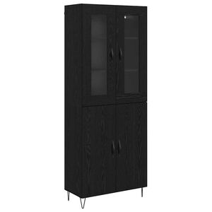 vidaXL Augstais skapītis Baltais un melnais ozols 69,5 x 34 x 180 cm