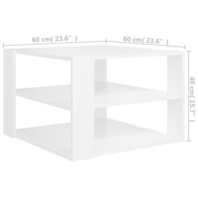 vidaXL kafijas galdiņš, balts, 60x60x40 cm, skaidu plāksne