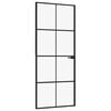 vidaXL iek&scaron;durvis, 83x201,5 cm, melnas, rūdīts stikls un alumīnijs