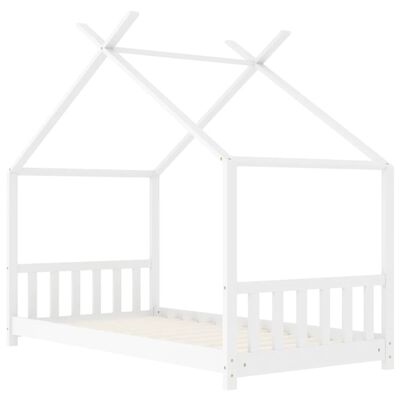 vidaXL bērnu gultas rāmis, balts, priedes masīvkoks, 80x160 cm