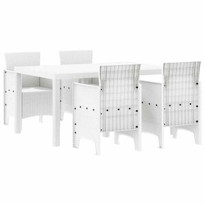vidaXL Dārza ēdamgalds 5 pcs Balts Polt rattan