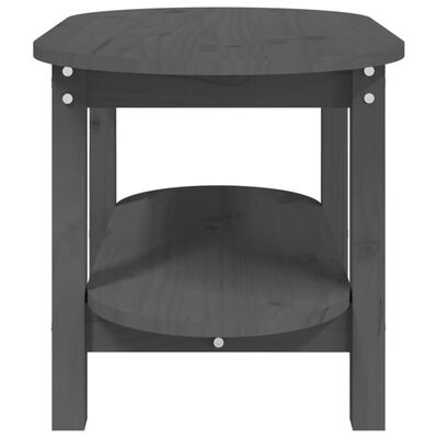 vidaXL kafijas galdiņš, pelēks, 80x45x45 cm, priedes masīvkoks