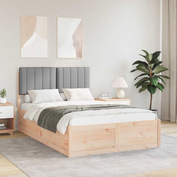 vidaXL Gultas rāmis ar polsterētu galvas balstu Gai&scaron;i pelēks