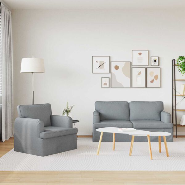 vidaXL Dīvāns 2 pcs Gai&scaron;i pelēks 162 x 80 x 85 cm audums