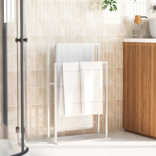 vidaXL dvieļu statīvs, balts, 48x24x78,5 cm, dzelzs