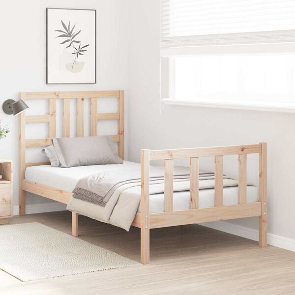 vidaXL gulta bez matrača, 90x200 cm, priedes masīvkoks