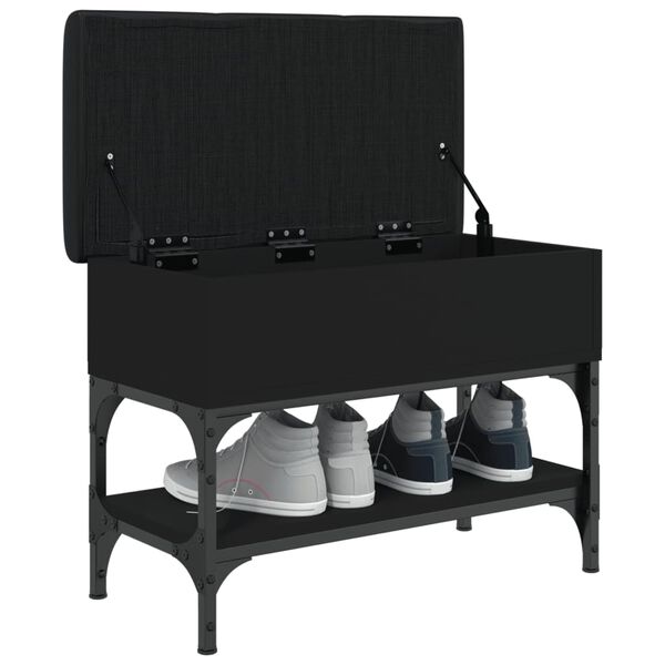 vidaXL apavu skapītis, melns, 62x32x45 cm, inženierijas koks