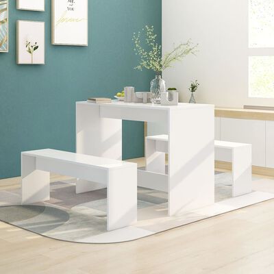 vidaXL 3-daļīgs virtuves mēbeļu komplekts, balts, skaidu plāksne