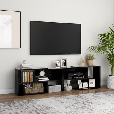 vidaXL TV plaukts, melns, 149x30x52 cm, skaidu plāksne