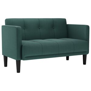vidaXL divvietīgs dīvāns, tum&scaron;i zaļ&scaron;, 111 cm, audums
