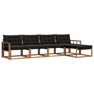 vidaXL Āra dīvānu komplekts ar spilvenu 5 pcs Dabīgs un melns
