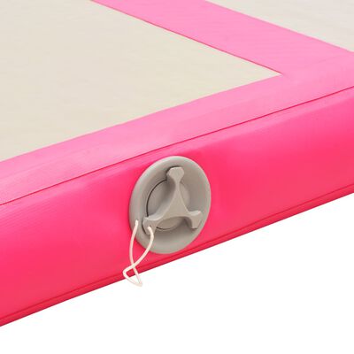 vidaXL piepūšams vingrošanas paklājs ar pumpi, 300x100x10 cm, rozā PVC