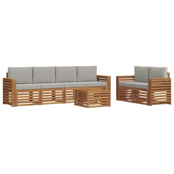 vidaXL Dīvāna komplekti ar spilvenu 7 pcs Dabīgs un gai&scaron;i pelēks