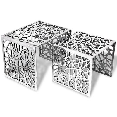 vidaXL galdiņi, 2 gab., četrstūra, alumīnijs, sudraba