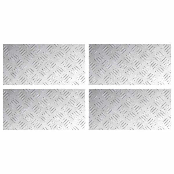 vidaXL Trepju paklājs Taisnstūra 4 pcs Sudraba 40 x 20 cm Alumīnijs