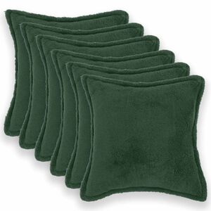vidaXL Spilvenu pārvalks 6 gab. HOUTEN Tum&scaron;i zaļ&scaron; 30 x 30 cm Boucl&eacute;