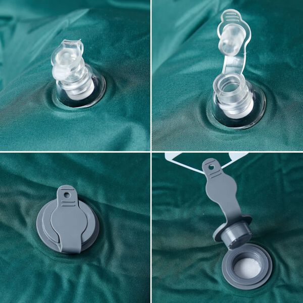 vidaXL pa&scaron;piepū&scaron;ams kempinga matracis, spilvens, vienvietīgs, zaļ&scaron;