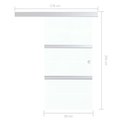 vidaXL bīdāmās durvis, ESG stikls un alumīnijs, 90x205 cm